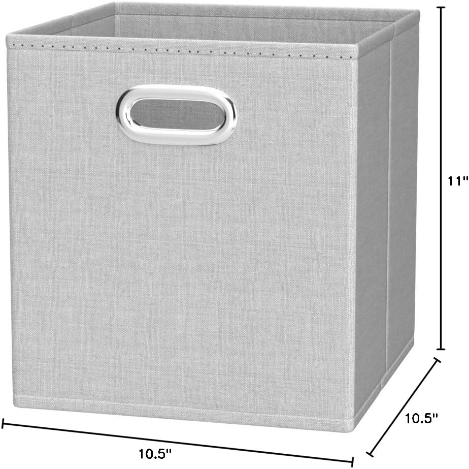 Amazon Basics Collapsible Cube Storage Bins. Space-Saving. Organizing Fabric Bins with Handles. 10.5 x 10.5 x 11 inches. Light Grey. 6-Pack - Image 5