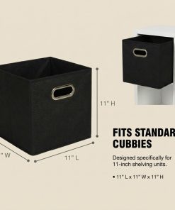 Alternative view of Household Essentials Foldable Fabric Storage Bins 6 Piece Set. Strong Poly-Woven Fabric. Sturdy Chipboard Sides. Grommet Front Handle. Stackable. Classic Design. Black