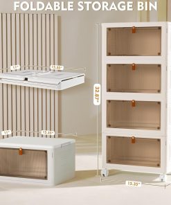 Alternative view of YFXCVSL 4 Tier Plastic Storage Bins with Lid 23QT. Stackable Storage Containers with Wheels. Folding Storage Boxes. Stackable Storage Bins. Organizers and Storage for Living Room.Office.Dorm