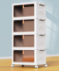 YFXCVSL 4 Tier Plastic Storage Bins with Lid 23QT. Stackable Storage Containers with Wheels. Folding Storage Boxes. Stackable Storage Bins. Organizers and Storage for Living Room.Office.Dorm